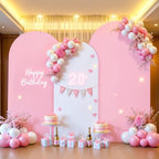 White Pink Arch Backdrop Cover Set of 3 Wedding Arch Covers Stretchy Backdrop 7.2FT 6.6FT 6FT Decorations Baby Shower Bridal Shower Photo Birthday Party Arch Stand Cover Spandex - Image 3