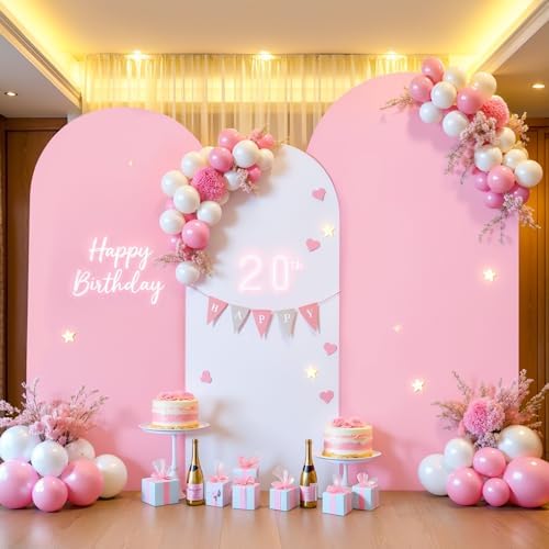 White Pink Arch Backdrop Cover Set of 3 Wedding Arch Covers Stretchy Backdrop 7.2FT 6.6FT 6FT Decorations Baby Shower Bridal Shower Photo Birthday Party Arch Stand Cover Spandex - Image 3