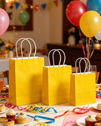 qiqee 100PCS Gift Bag with Handles Bulk Bright Yellow Paper Bags Assorted Sizes(33pcs Large 13",33pcs Medium 11",34pcs Small 8") - Image 6
