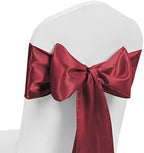 Burgundy Chair Sashes 50 Pack, Dark Red Marroon Satin Chair Ribbons for Party Wedding, Universal Chairs Ties Knots for Folding Chairs Decor by MAGTOWNE