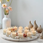 Hosley's 96 Pack of Ivory Unscented Clear Glass Filled Votive Candles - Image 2