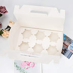 EUSOAR Cupcake Boxes with Holders, 50pcs 9.3" x 5.9" x 3.5" Cupcake Carrier with Handle Insert Display Window, Party Favor Bakery To Go Cupcake Muffin Carry Boxes Container Fits 6 Cupcakes or Muffins - Image 5