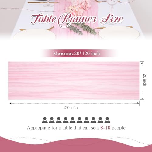 12 Pack Light Pink Cheesecloth Table Runners 21x120 Inch Boho Gauze Table Runner 10FT Long Rustic Sheer Pink Table Runner for Baby Shower,Wedding,Party,Birthday,Home Table Decor - Image 4
