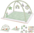 Mallify Washable Tummy Time Mat, Baby Play Gym with 6 Featured Toys, Baby Gym for Infant & Toddler, Larger Baby Play Mat, Deluxe Baby Play Mats for Floor, Sensory and Motor Skill Development, Green by MF