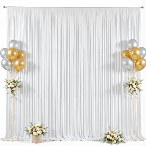 20x15ft White Backdrop Curtains for Parties Wrinkle Free Fabric Backdrop Curtain Wedding Photo Drapes Backdrop for Birthday Party Baby Shower Bridal Shower Photography Stage Back Drop 4 Panels 5x15FT - Image 5