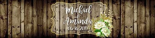 White & Gold Floral Frame on Rustic Wood Water Bottle Labels Great for Birthday Party Wedding engagment Sweet 16 - Image 2