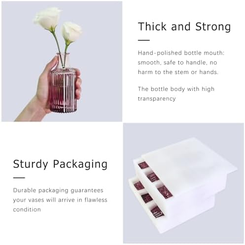 SUPMIND Glass Bud Vases Set, 12pcs Purple Small Flower Vases in Bulk - Image 6