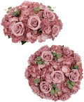 BLOSMON Fake Flower Balls Table Centerpieces, 2 Pcs, Large, Dusty Pink by Blosmon