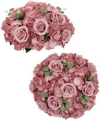 BLOSMON Fake Flower Balls Table Centerpieces, 2 Pcs, Large, Dusty Pink by Blosmon