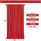 40ft×8ft Red Wrinkle Free Backdrop Curtains for Parties, 8 Panels 5×8ft Soft Silky Photo Backdrop Drapes for Wedding Birthday Party Baby Shower Mother's Day Red Themed Party Photography - Image 3