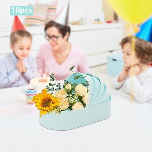 Cradle Shaped Gift Boxes Set of 10, Baby Shower Party Favor Boxes with Lace Decoration, Foldable Cookie Candy Containers for Wedding Birthday Celebration (Blue) - Image 7
