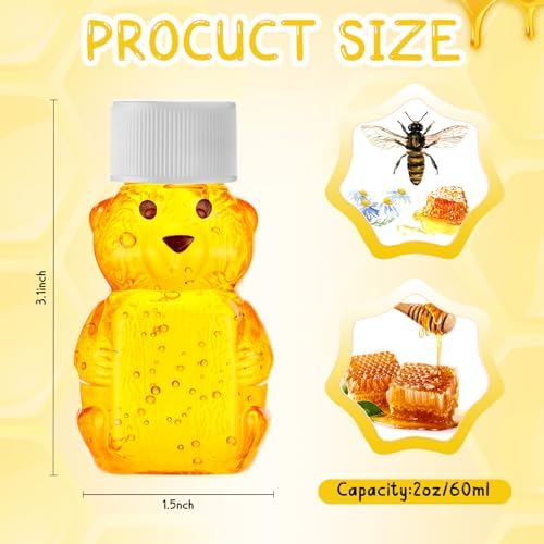 Patelai 96 Pcs 2 oz Plastic Honey Bear Bottle Bear Shape Clear Jar, White - Image 2