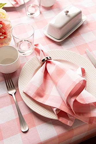 DII Buffalo Check Collection, Classic Farmhouse Tablecloth, 60 x 104, Pink & White - Image 5