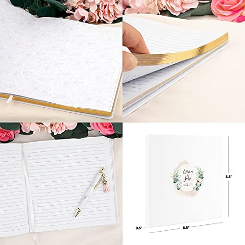 Andaz Press Personalized Wedding Guestbook with Gold Accents, Champagne Florals with Greenery Stems White Guest Sign In Guest Registry 120 Pages 8.5 X 8.5 Memories Book for DIY, Scrapbook, Photo Album - Image 5