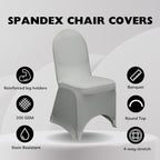 YOUR CHAIR COVERS - 100 Pack Stretch Spandex Banquet Chair Covers - Gray, Wedding Slip Covers, Premium Quality Chair Cover - Image 2