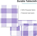 Hiasan Checkered Square Tablecloth 54 x 54 Inch, Purple and White - Image 3