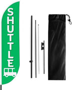 Shuttle Sign Feather Flag Pole Kit for Outdoor by Mavis Printing | 15 FEET Long Polyester Outdoor Banner Flag for Easy Hang | HD Print Swooper Flag Pole Mount to Celebrate Shuttle | Made in USA by MAVISPRINT