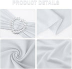 Pack of 60 Spandex Chair Sashes Bows Stretch Chair Cover Band with Buckle Slider Universal Elastic Chair Ties for Wedding Banquet Party Event Decoration (White) - Image 3