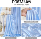 Blue Satin Backdrop Curtains 2 Panels - Glitter Photo Drapes for Baby Shower, 10x10FT Shimmer Back Drop Cloth, Wrinkle Free for Birthday Party Prom Wedding Background - Image 2