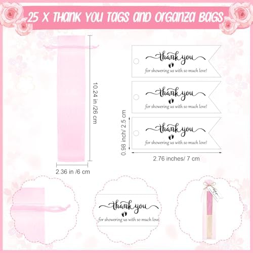 Threehoney 25 Sets Shower Party Favor for Guests Gift Fans, Pink - Image 3