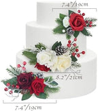 Rinlong 3Pcs Premade Cake Flowers, Red Green Wedding Cake Decor - Image 5