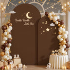 2 Set-7.2FT, 6FT Brown Arch Backdrop Cover,Spandex Fitted Wedding Arch Stand Covers Round Top Chiara Arch Backdrop Stands Cover for Birthday Party Banquet Photo Background Decoration - Image 4