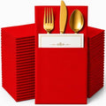 100 Pcs Red Napkins Disposable Linen Feel Dinner Paper Napkins with Built-in Flatware Pocket, 16inch x 16inch Airlaid Paper Pre-Folded Napkins for Silverware Baby Shower Easter Wedding Birthday Party by Unknown