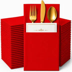100 Pcs Red Napkins Disposable Linen Feel Dinner Paper Napkins with Built-in Flatware Pocket, 16inch x 16inch Airlaid Paper Pre-Folded Napkins for Silverware Baby Shower Easter Wedding Birthday Party by Unknown