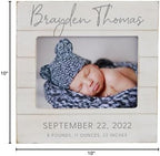 Personalization Universe Personalized Simple and Sweet Baby Shiplap Frame 5x7 Horizontal Picture Frame - Rustic Whitewashed Wood Photo Frame for Newborn, Boy or Girl, Newborn & Family Pictures, Tabletop Display with Easel Back Design - Image 5