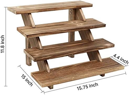 SwallowLiving Wooden Rustic Cupcake Stand for 24 Cupcakes, Stepped Wood Display Stand for Weddings, Tiered Party Table Display Riser for Food , Dessert, Cookie, Decor, Craft Show, Burnt - Image 4