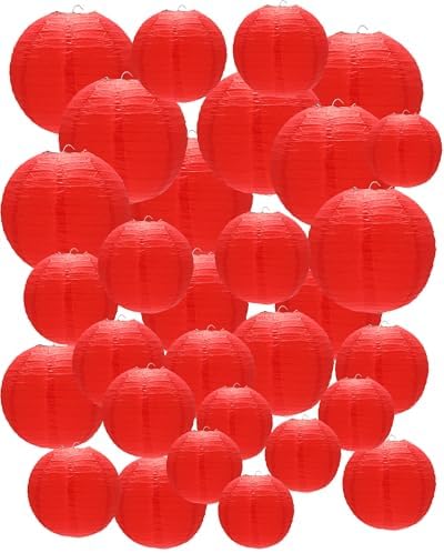 Treela 48 Pcs Paper Lanterns Party Decorations Round, Red by Treela