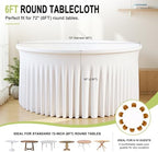 6 Pack White Round Tablecloth, Fitted Table Cloths for 6 foot Round Tables, Washable 132 Inch Table Skirt for Wedding Birthday Photography Themed Parties Banquet Holidays White Party Decorations - Image 2