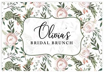Andaz Press Custom Personalized Disposable Paper Placemats, 12 x 18 Inch, Set of 25, Custom Bridal Shower Navy Blue Floral, Tableware, Dining, Tabletop, Table Setting for Bridal Shower by AndazPress