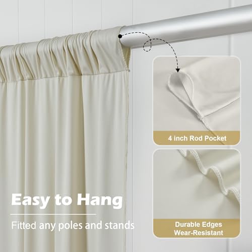 40 ft x 10 ft Wrinkle Free Champagne Backdrop Curtain for Parties, 8 Panels 5x10ft Silky Polyester Wedding Backdrop Drapes Photo Back Drop Cloth for Birthday Baby Shower Photography Background - Image 4