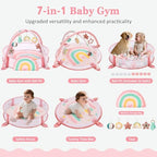 7-in-1 XL Large Baby Play Gym Mat, Tummy Time Mat, Baby Gym & Ball Pit, Baby Activity Mat with Milestone Cards & 6 Detachable Toys for Sensory Motor Skill, Rainbow - Image 2