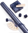 Vitalizart Blue Metallic Grid Wrapping Paper Set 30" Organza Ribbon & Tags by Vitalizart