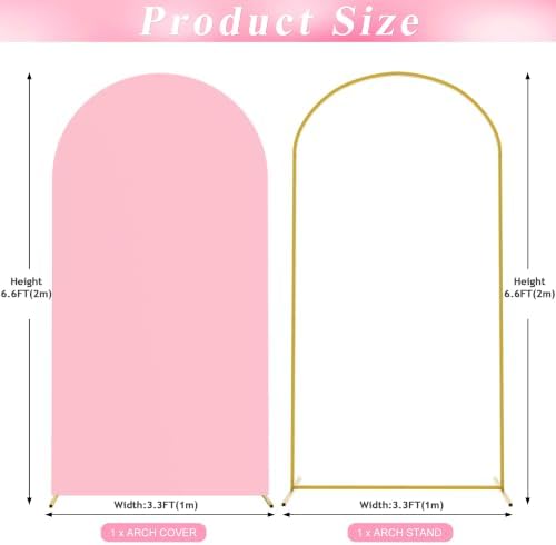 Wokceer 6.6FT Arch Backdrop Stand and Cover Set,Arch Stand with Pink Cover - Image 2