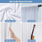 ESGOTBME 20x10ft Wrinkle Free White Backdrop Curtain for Parties Soft Fabric Drapes Wedding White Curtain Backdrop for Birthday Party Decorations Background for Photography 5x10ft, 4 Panels - Image 5