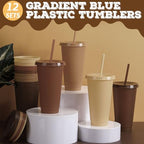 Skylety 24 Pcs Brown Plastic Cups with Lids and Straws 24 oz - Image 4