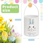 SATINIOR 12 Pack Easter Basket Bulk Easter Bunny Canvas Buckets with Handles Large Personalized Cute Rabbit Tote Bags for Hunt Party Favor Gifts(Lovely Color) - Image 2