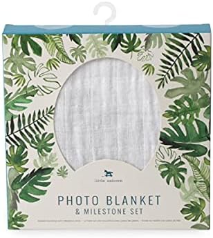 Little Unicorn Keepsake Monthly Milestone Photo Blanket – 47” x 46” – Milestone Cards Included - 100% Cotton Muslin – Machine Washable – Playful Designs - for Boys & Girls (Tropical Leaf) - Image 6
