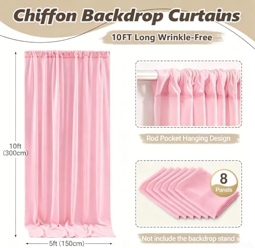 40ft x 10ft Peach Pink Backdrop Curtains, Wrinkle-Free Sheer Chiffon Fabric Photo Backdrop Drapes for Wedding Arch Party Ceremony Stage Photography Decorations - Image 5