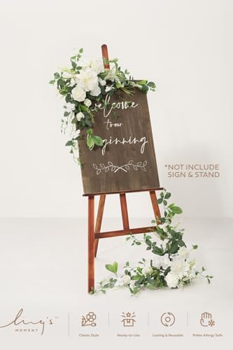 Ling's moment Welcome Sign Flowers, Wedding Floral Swag, Lily Valley White - Image 2