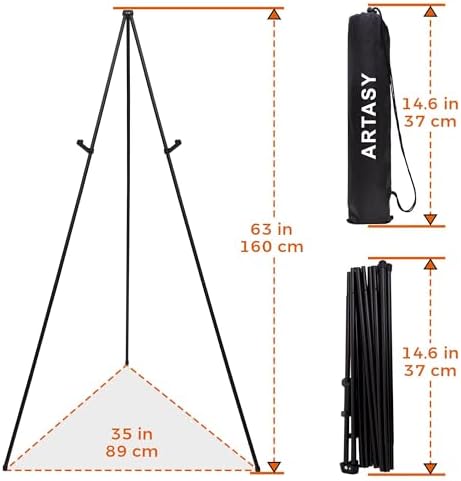 ARTASY 63" Easel Stand for Wedding Signs, Black, 3 Packs with Carry Bags - Image 2