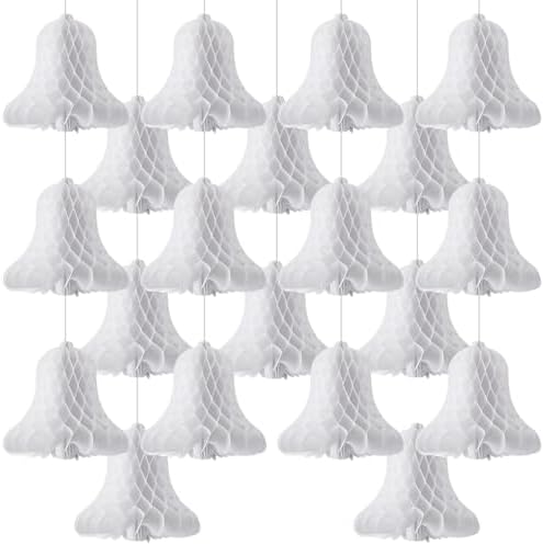 WILLBOND 20 Pcs Paper Wedding Bells Hanging Honeycomb 12 Inch,White by Willbond+Technology+Limited