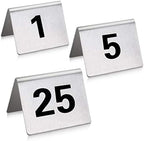 New Star Foodservice 27617 Stainless Steel Tent Style Table Number Card, 1-25, 1.5" x 2" Inch by NewStarFoodservice