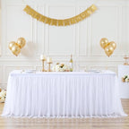 6 Pack 6ft White Table Cloths Rectangle Tulle Tablecloth Fitted White Tablecloths for 6 foot Rectangle Tables Stretch Spandex Table Cover for Parties Wedding Birthday Events Banquet Desk Table Skirt - Image 2