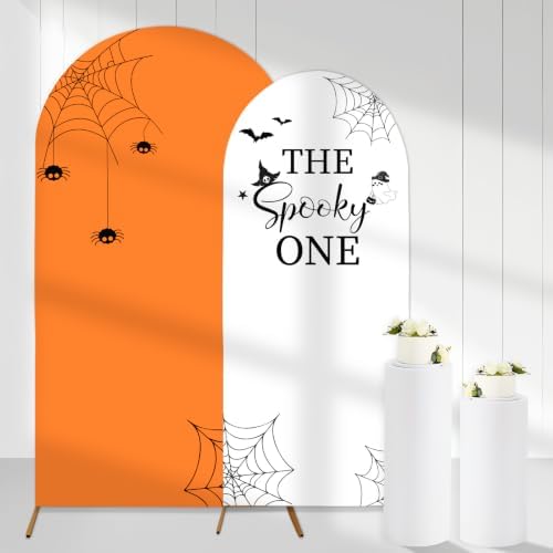 Serencatcher Halloween Spooky One Birthday Arch Cover Orange 7.2FT 6FT 2Pcs by Serencatcher
