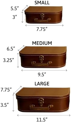 wald imports - Set of 3 Paperboard Suitcases - Decorative Storage Boxes - Suitcase Set for Decoration, Storage, and More (Brown) - Image 3