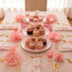 Lallisa Cielito Lindo 3 Tier Dessert Stand 10", 9", 7", Pink - Image 2